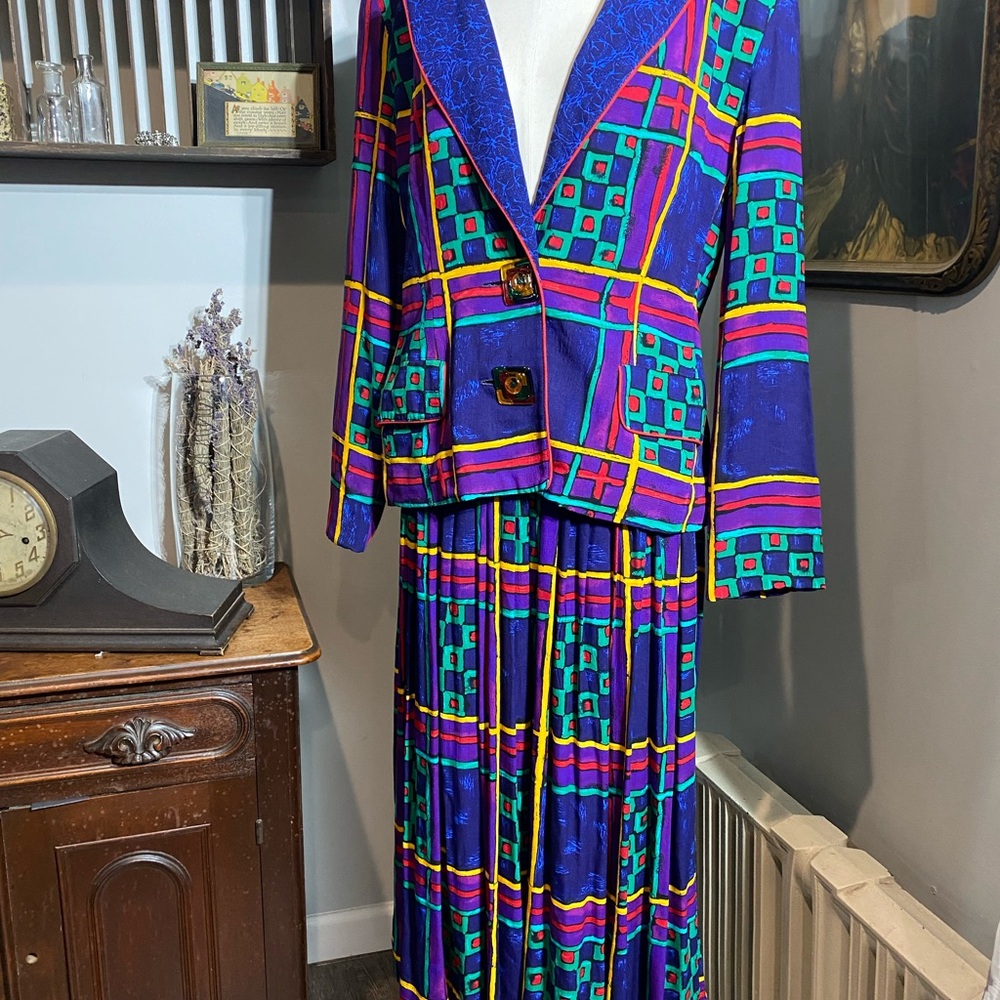 Colorful Geometric Women's Skirt Set 90's Wearable art